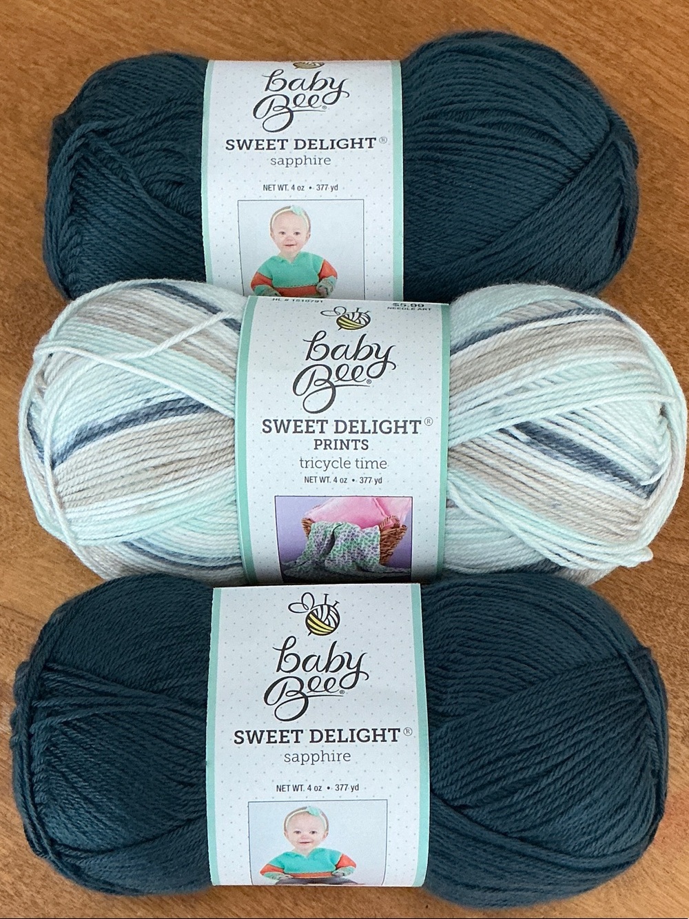 Baby Bee Sweet Delight Yarn Trio - Sapphire & Tricycle Time
